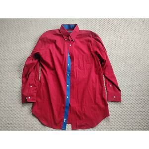 Nwot Men's Paul Fredrick Tailored Fit Cotton 16x32 Red/Blue Button Up Shirt